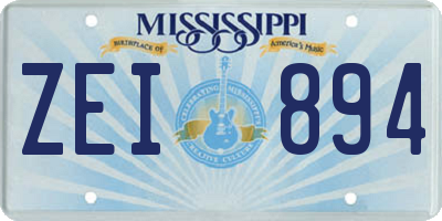 MS license plate ZEI894