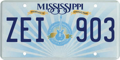 MS license plate ZEI903