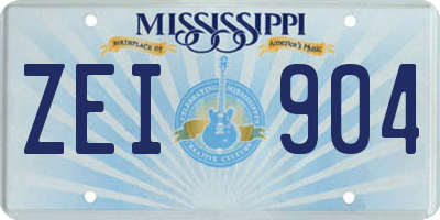 MS license plate ZEI904