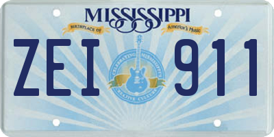 MS license plate ZEI911