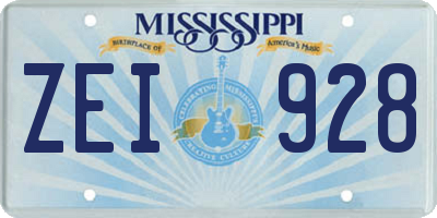 MS license plate ZEI928