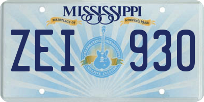 MS license plate ZEI930