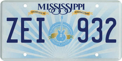 MS license plate ZEI932
