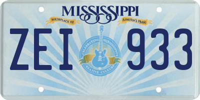 MS license plate ZEI933