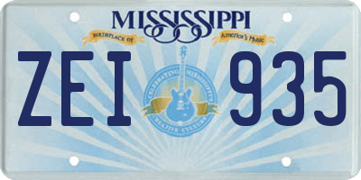 MS license plate ZEI935