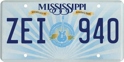 MS license plate ZEI940