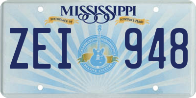 MS license plate ZEI948
