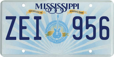 MS license plate ZEI956