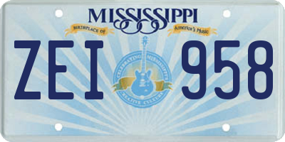 MS license plate ZEI958
