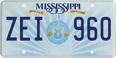 MS license plate ZEI960