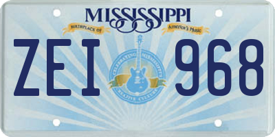 MS license plate ZEI968