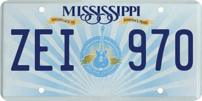MS license plate ZEI970