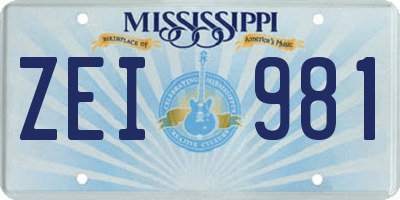 MS license plate ZEI981