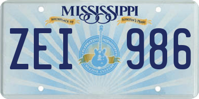 MS license plate ZEI986