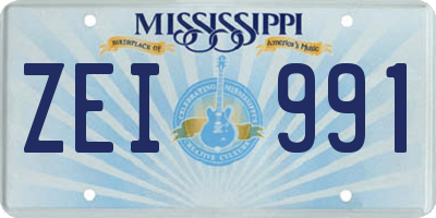 MS license plate ZEI991