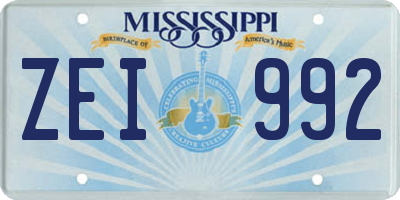 MS license plate ZEI992