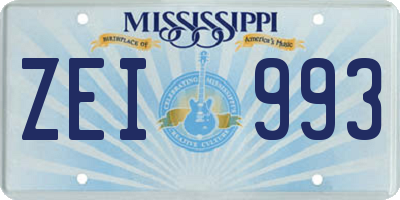 MS license plate ZEI993