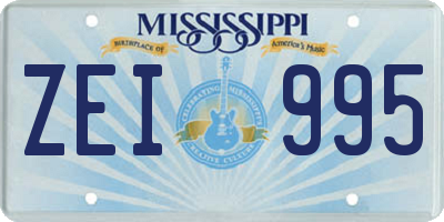 MS license plate ZEI995