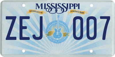 MS license plate ZEJ007