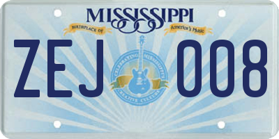 MS license plate ZEJ008