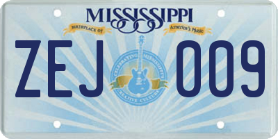 MS license plate ZEJ009