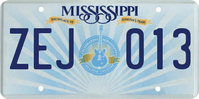 MS license plate ZEJ013