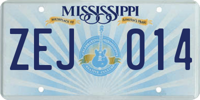 MS license plate ZEJ014