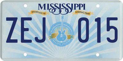 MS license plate ZEJ015