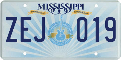 MS license plate ZEJ019