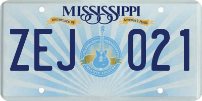 MS license plate ZEJ021