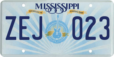 MS license plate ZEJ023