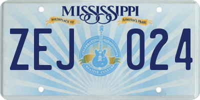 MS license plate ZEJ024
