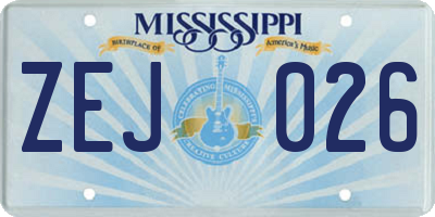 MS license plate ZEJ026
