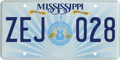 MS license plate ZEJ028