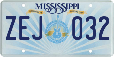 MS license plate ZEJ032