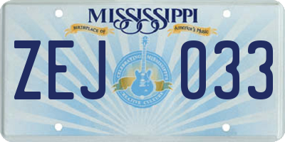 MS license plate ZEJ033
