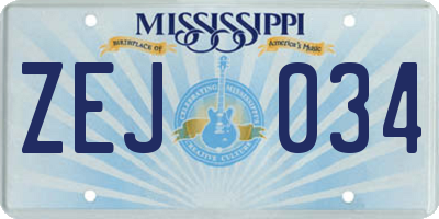 MS license plate ZEJ034