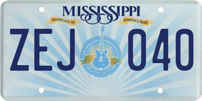 MS license plate ZEJ040