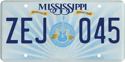 MS license plate ZEJ045