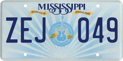 MS license plate ZEJ049