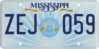 MS license plate ZEJ059