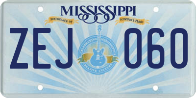 MS license plate ZEJ060