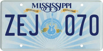 MS license plate ZEJ070