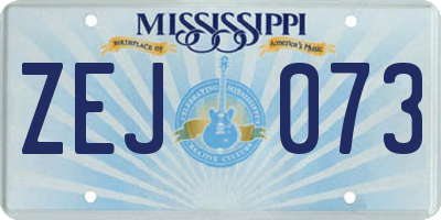 MS license plate ZEJ073