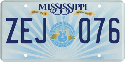 MS license plate ZEJ076