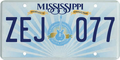 MS license plate ZEJ077