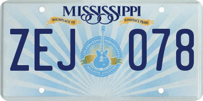 MS license plate ZEJ078