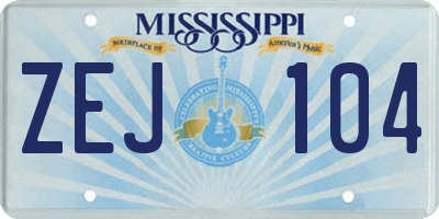 MS license plate ZEJ104