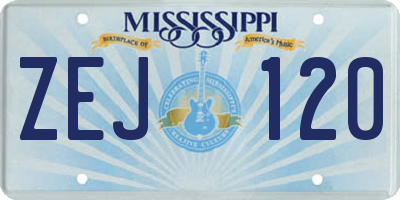 MS license plate ZEJ120