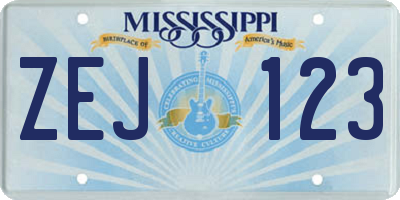 MS license plate ZEJ123